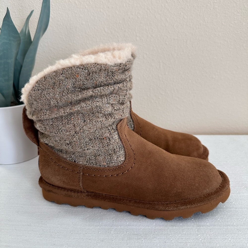 BearPaw Tan Suede/Sweater Fur Insulated Weatherproof Boots Women’s 7 - Picture 5 of 14